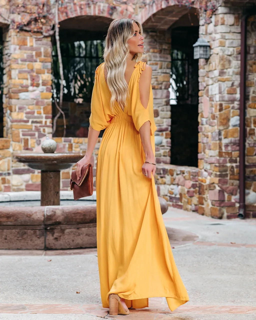 Korrine Cold Shoulder Maxi Dress - Marigold