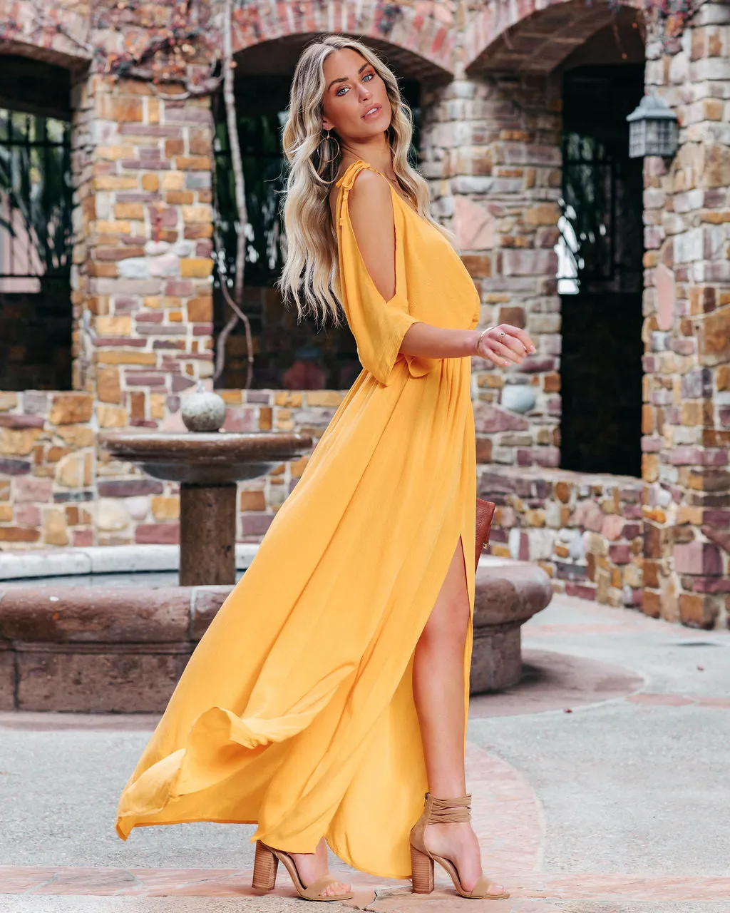 Korrine Cold Shoulder Maxi Dress - Marigold