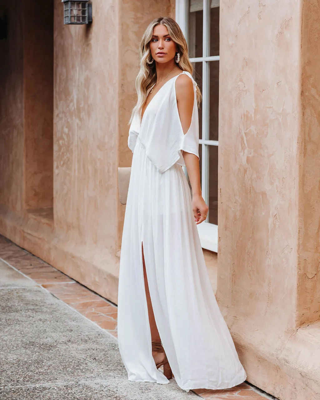 Korrine Cold Shoulder Maxi Dress - Off White