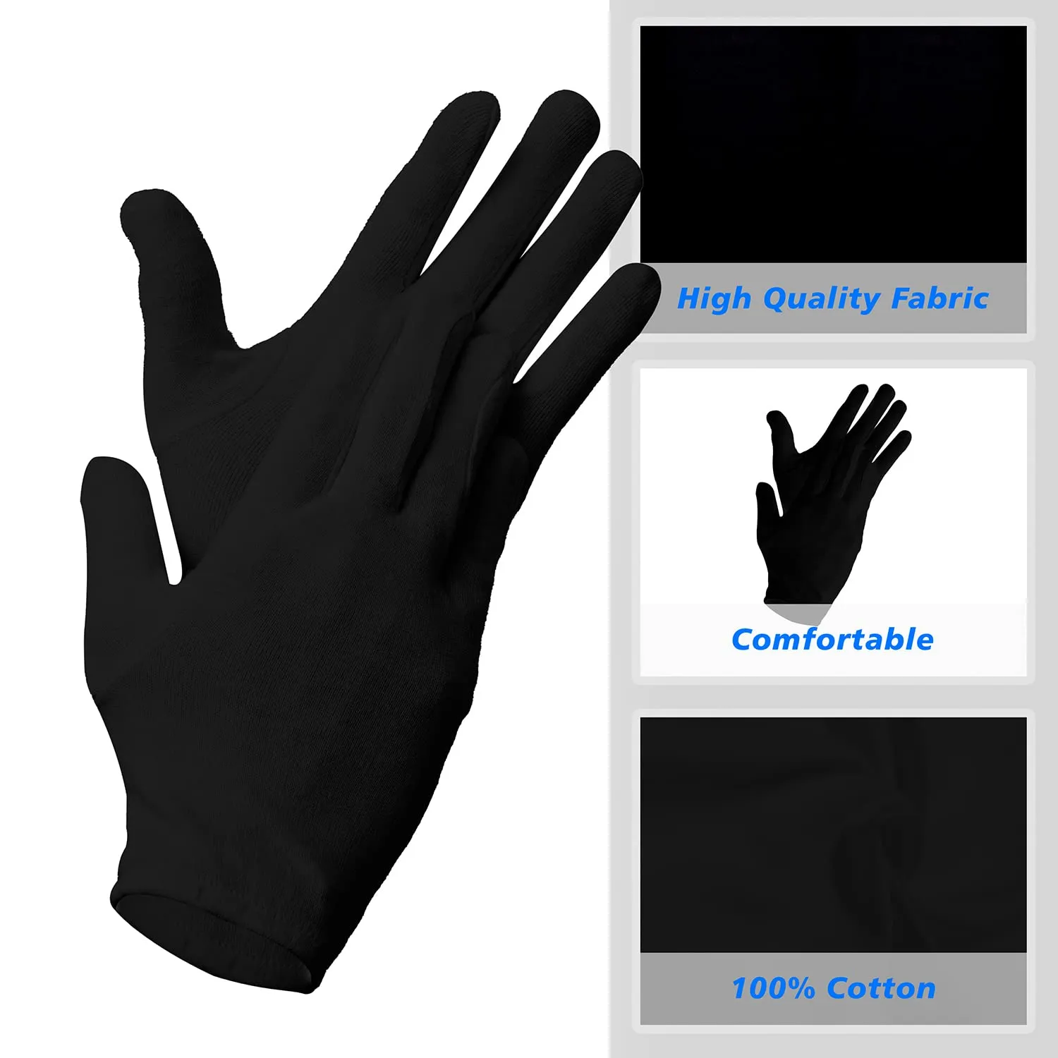 Kuber Industries Gloves | Cotton Summer Gloves | Protection From Sun Burns | Dust | Pollution | Gloves For Women | Gloves For Men | 1 Pair | Black