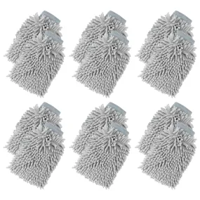 Kuber Industries Gloves | Microfiber Cleaning Gloves | Chenille Mitts for Kitchen | Hand Duster for Kitchen | Hand Gloves for Car | Double Sided Gloves | SHXNEFSST1 | Pack of 12 | Gray