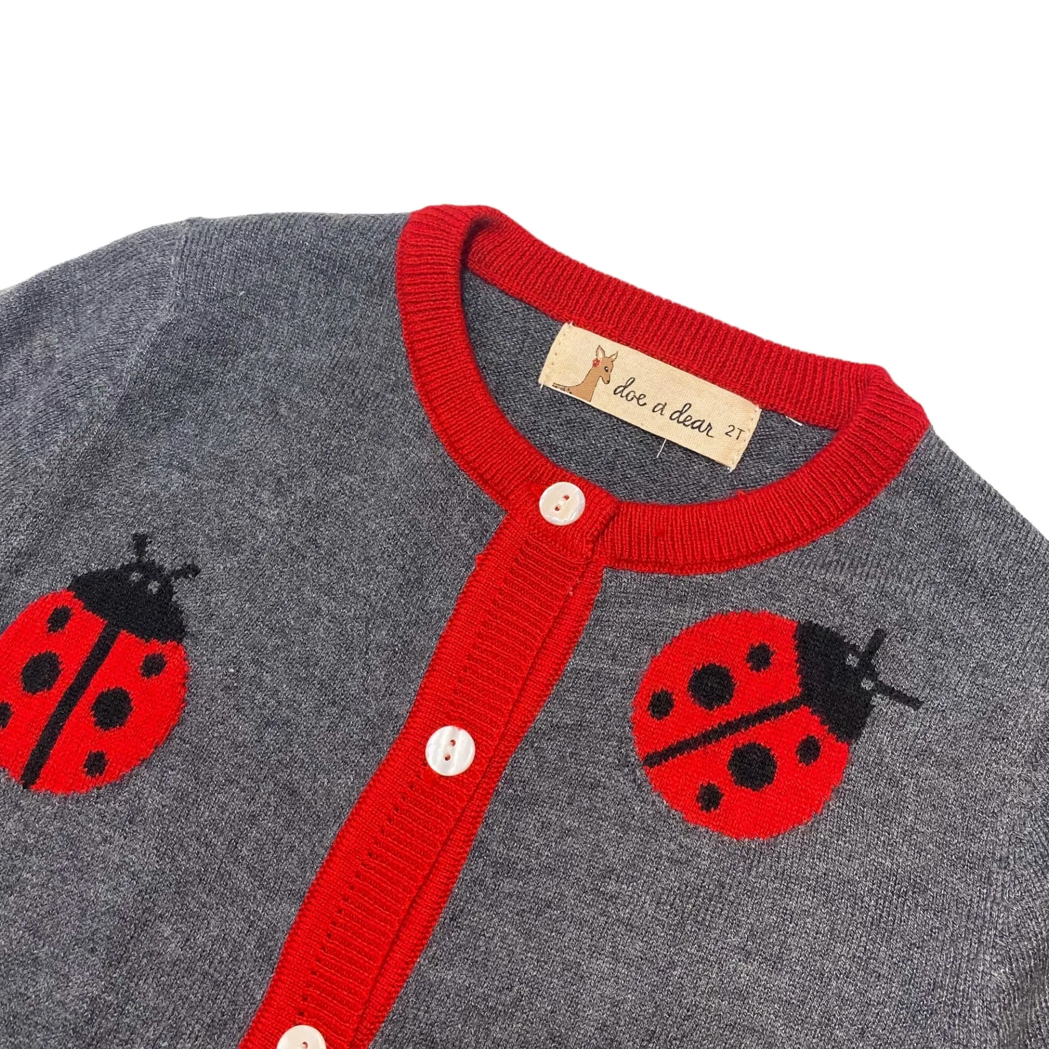 Ladybug Wooly Cardigan - Grey