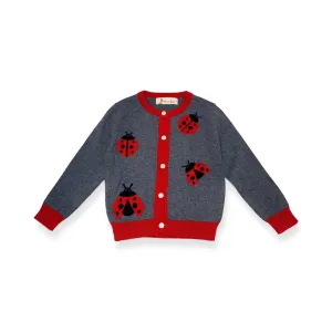 Ladybug Wooly Cardigan - Grey