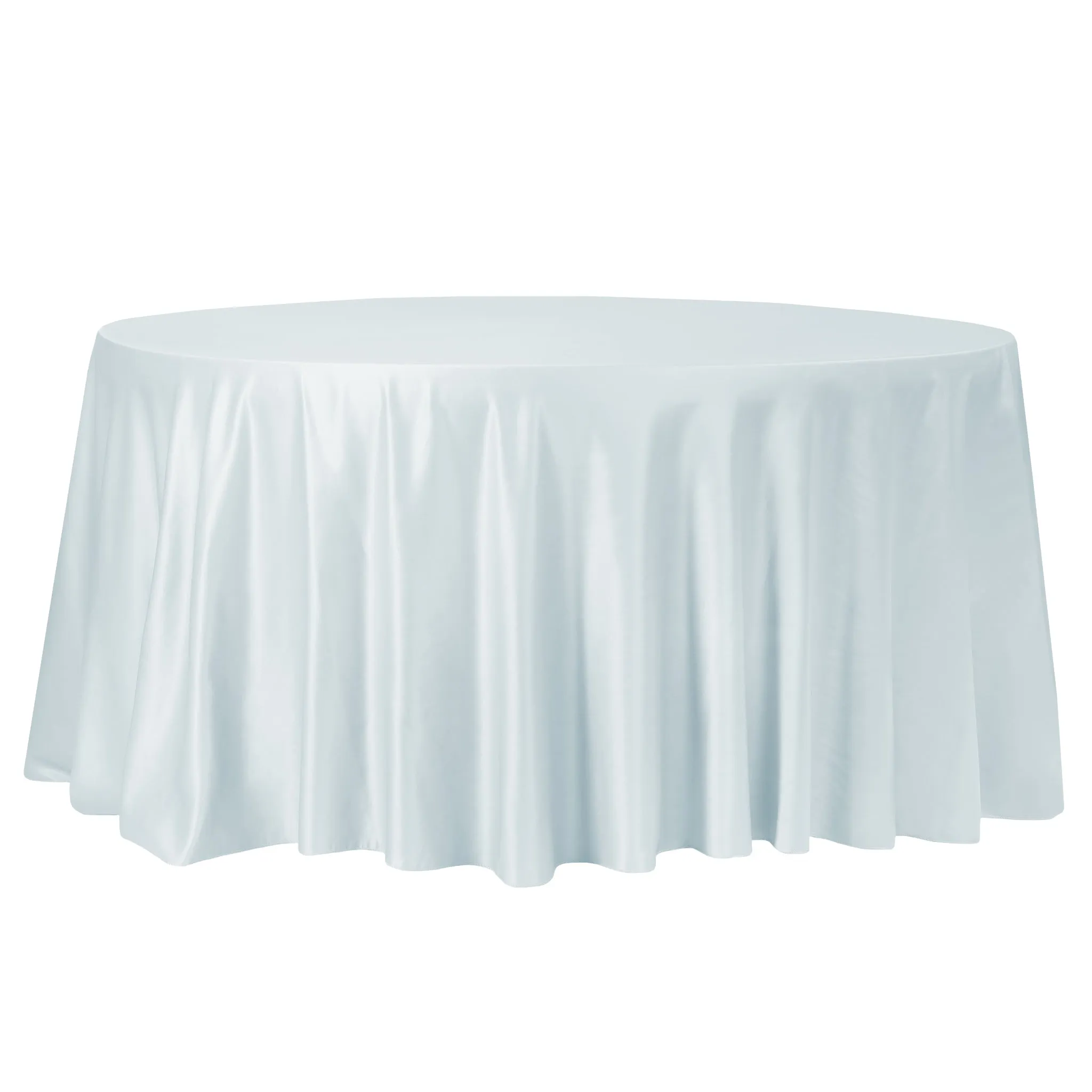 Lamour Satin 132" Round Tablecloth - Dusty Blue