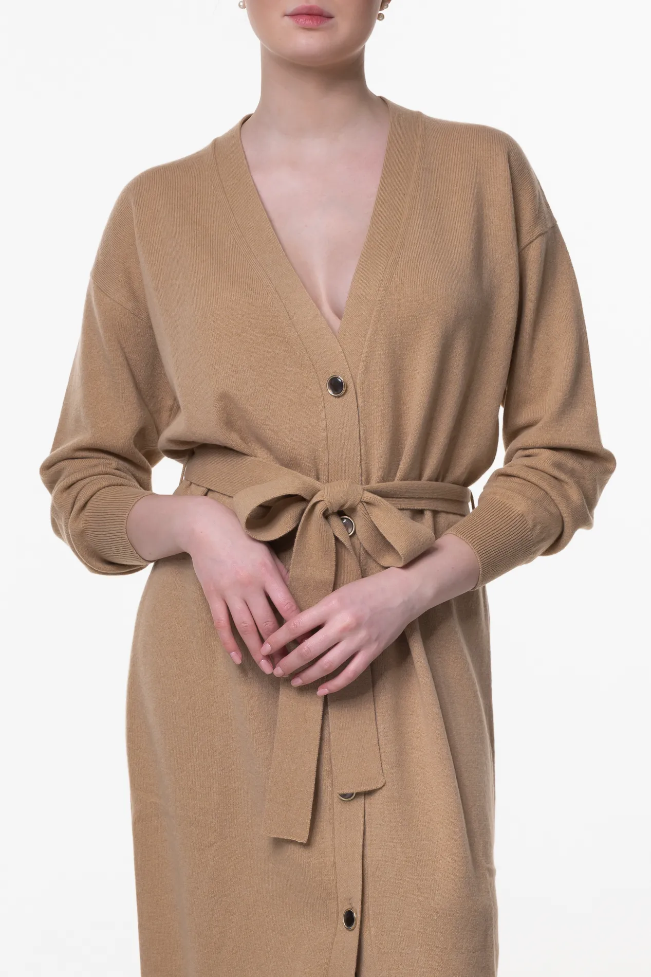 Lani Cashmere Long Cardigan In Dune