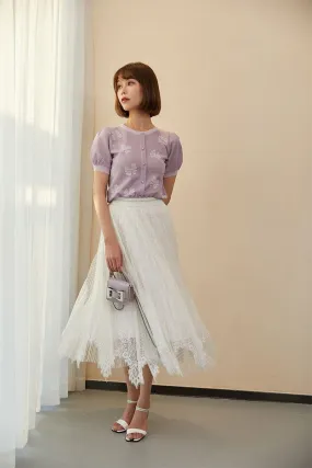 Lavender Butterfly Puff Sleeve T-shirt