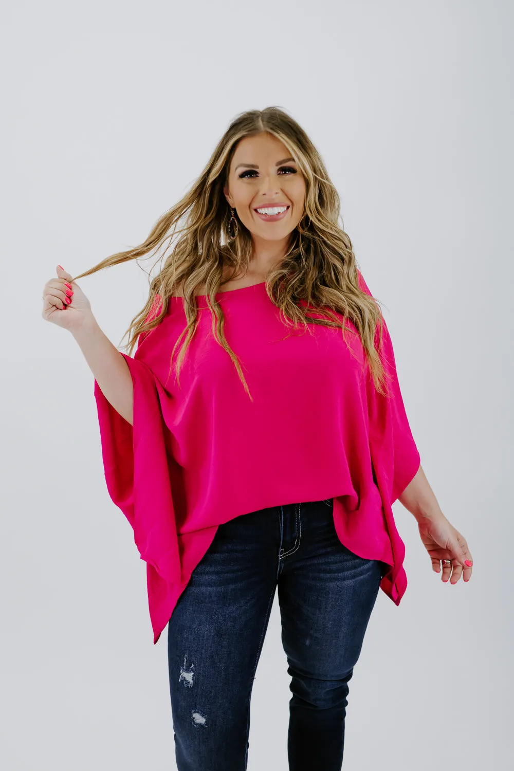 Level Up Dolman Sleeve Top, Hot Pink