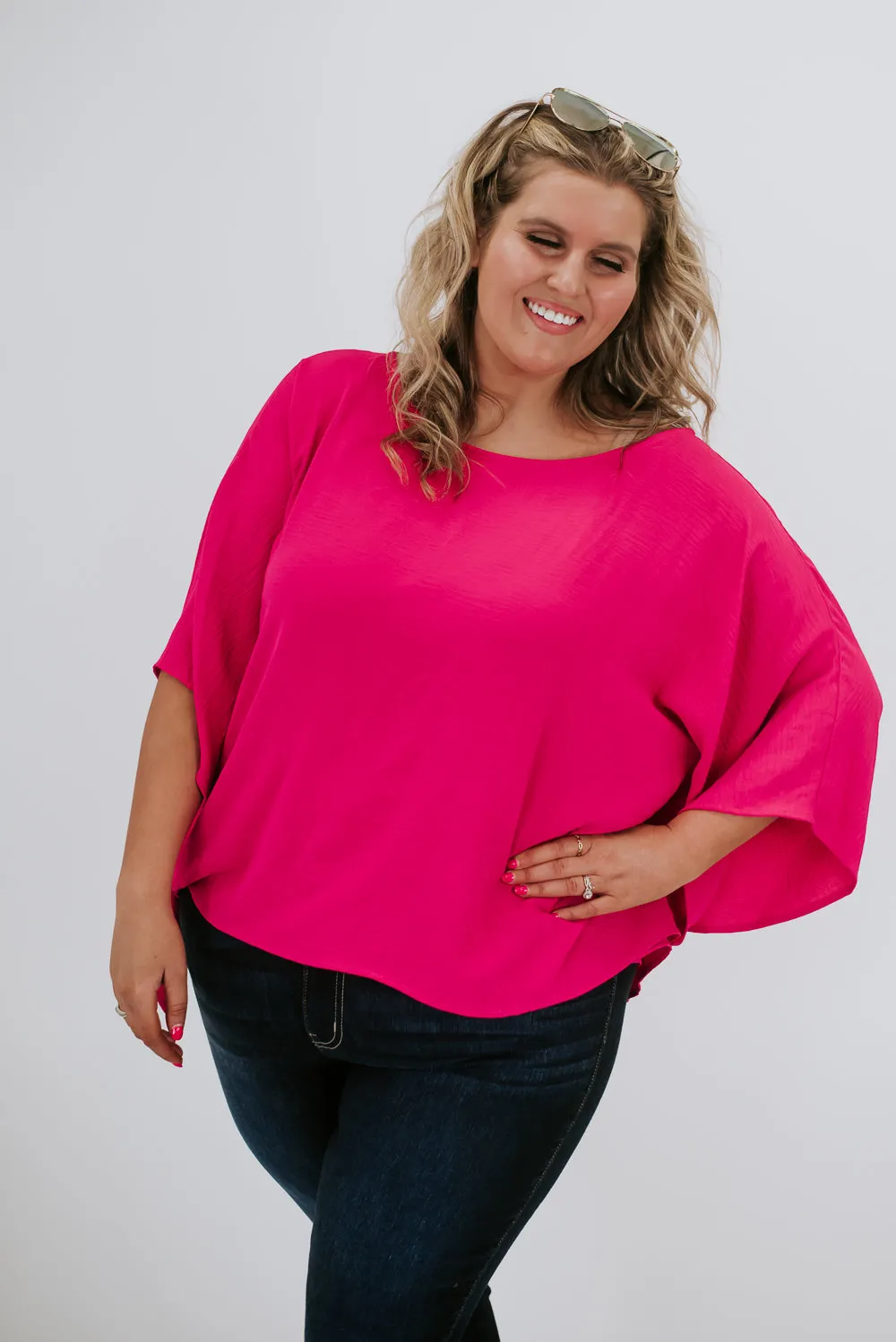 Level Up Dolman Sleeve Top, Hot Pink