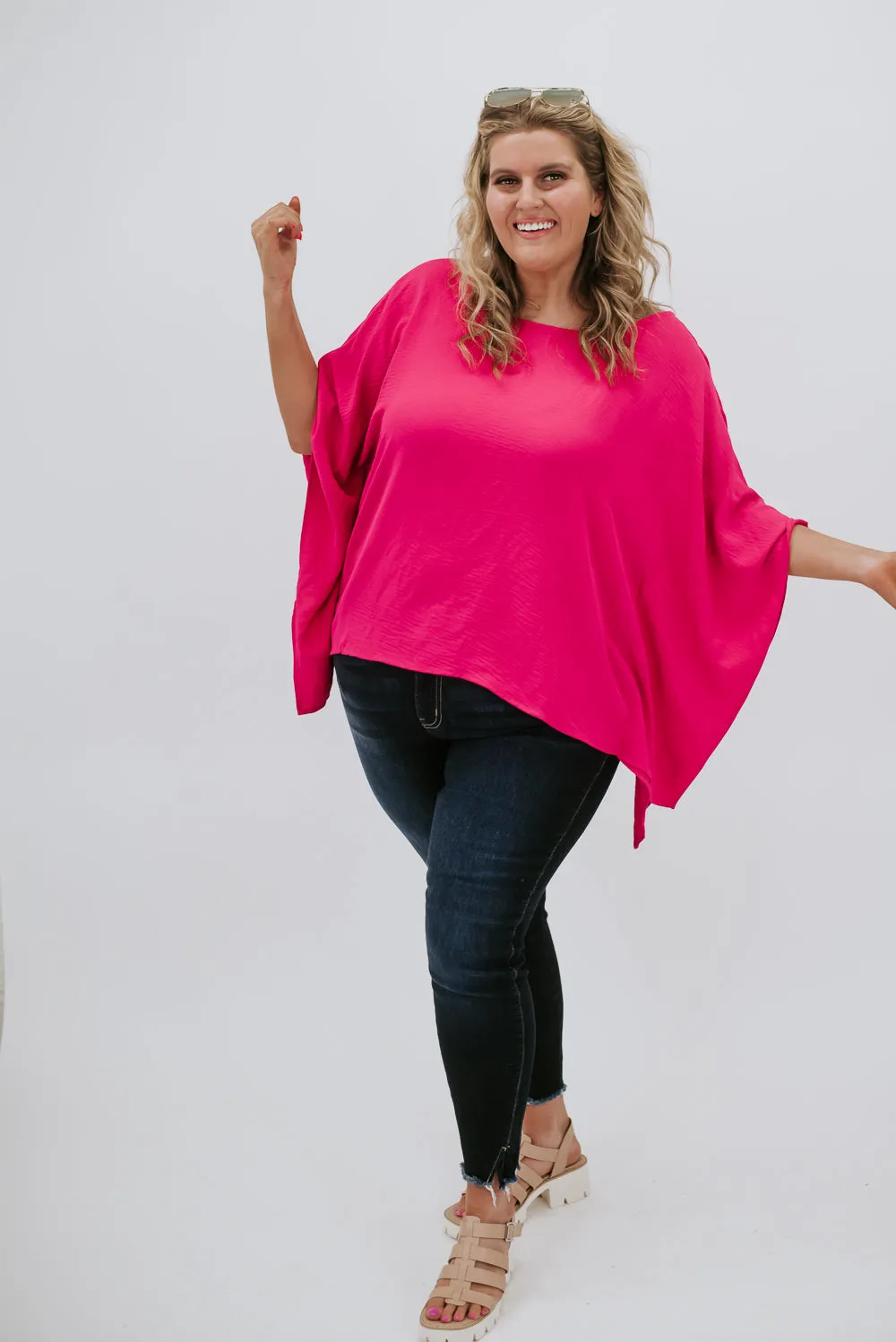 Level Up Dolman Sleeve Top, Hot Pink