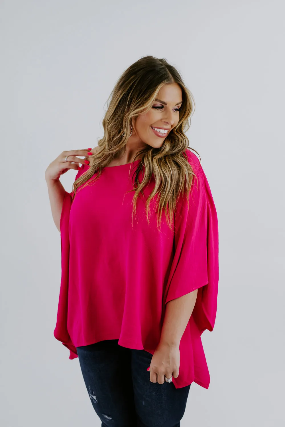 Level Up Dolman Sleeve Top, Hot Pink