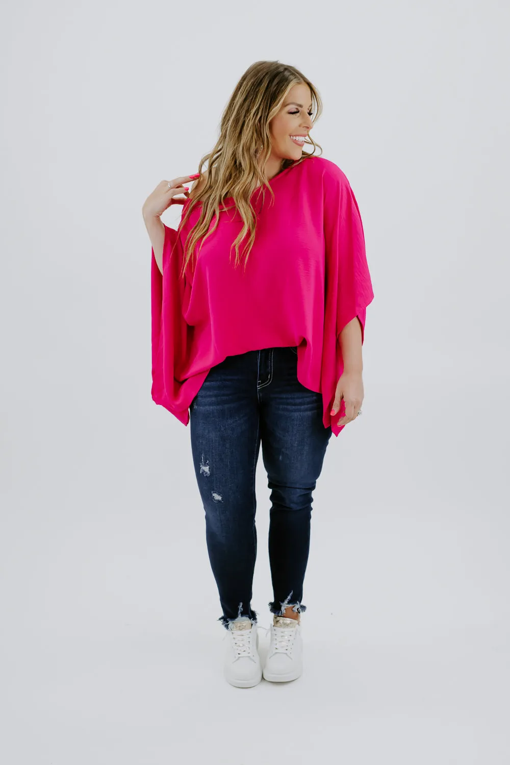 Level Up Dolman Sleeve Top, Hot Pink