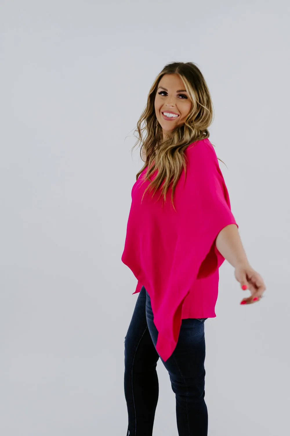 Level Up Dolman Sleeve Top, Hot Pink