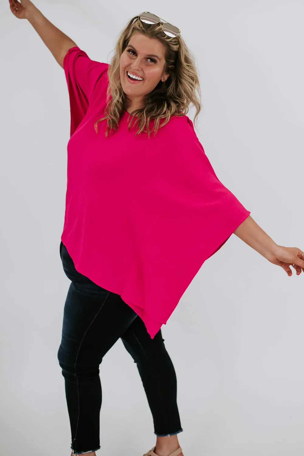 Level Up Dolman Sleeve Top, Hot Pink