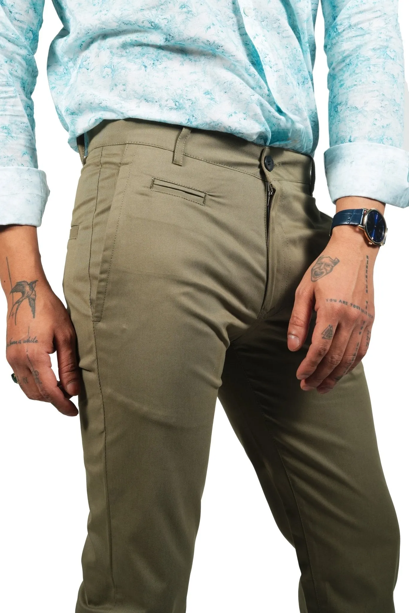 Light Brown Color Cotton Trouser Pants for Men