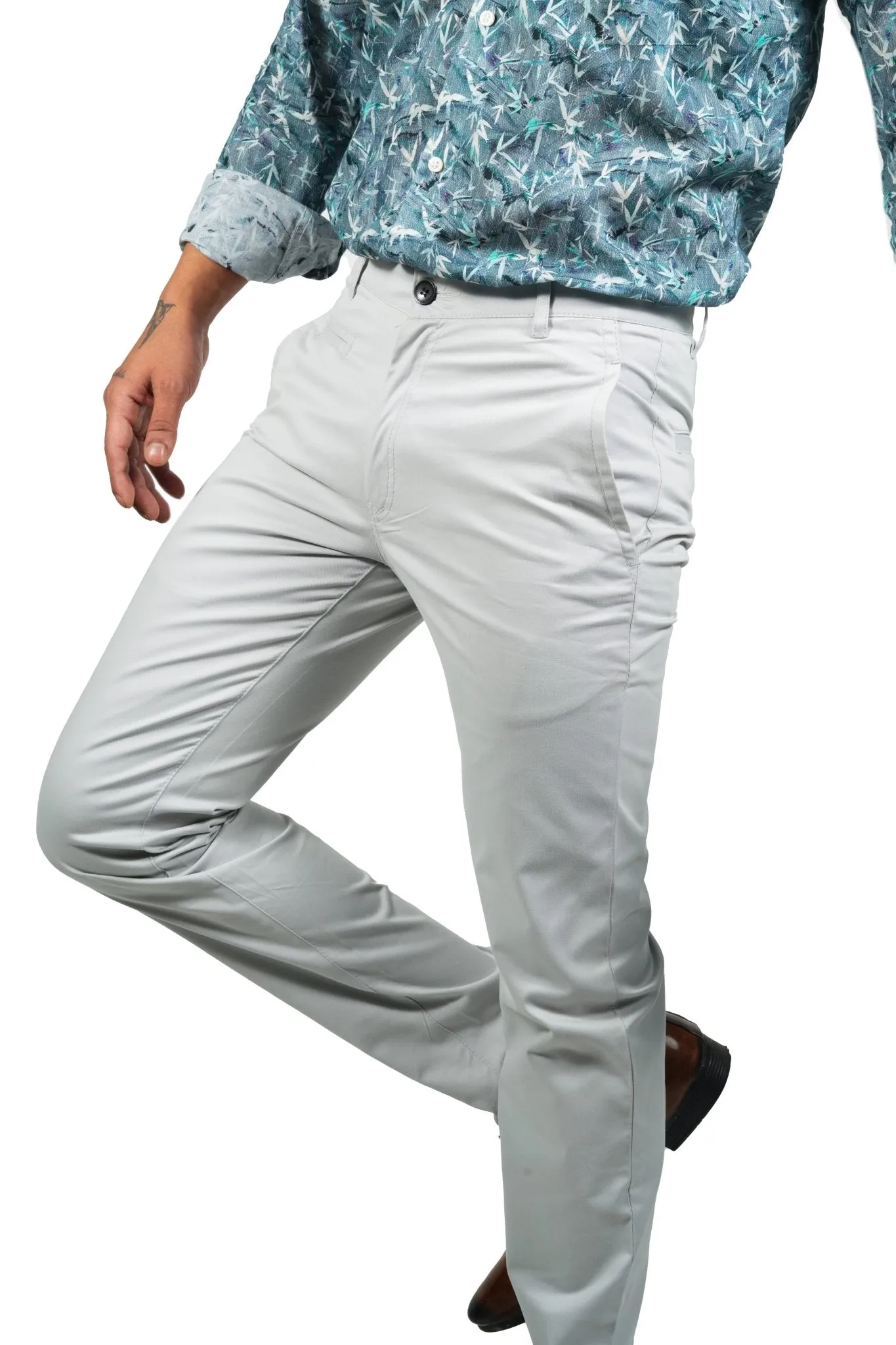 Light Grey Color Cotton Trouser Pants for Men