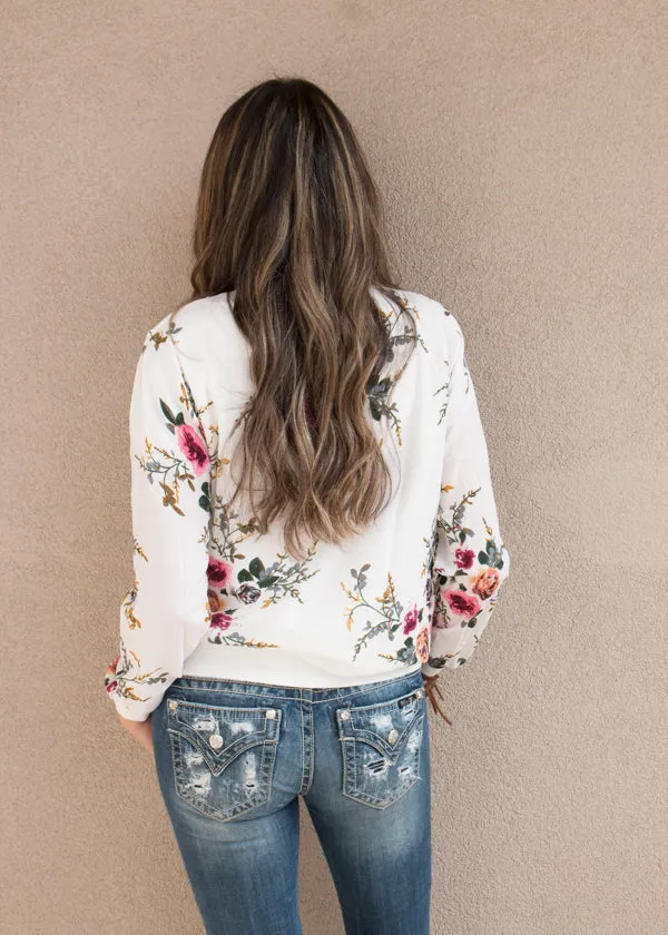 Lightweight Floral Bomber Jacket