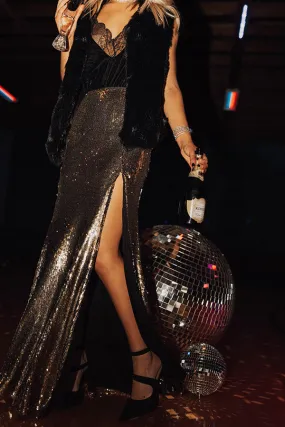 Living The Glitzy Life Sequin Maxi Skirt