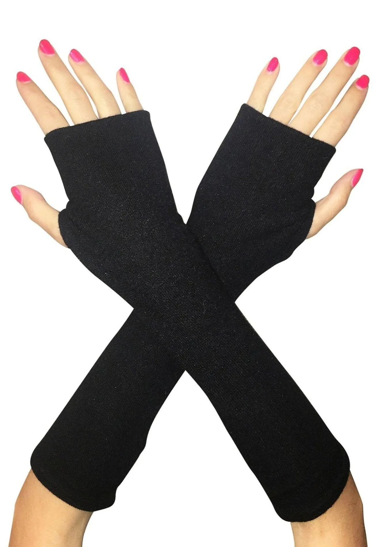 Long Fingerless Gloves in Single Layer Soft Jersey