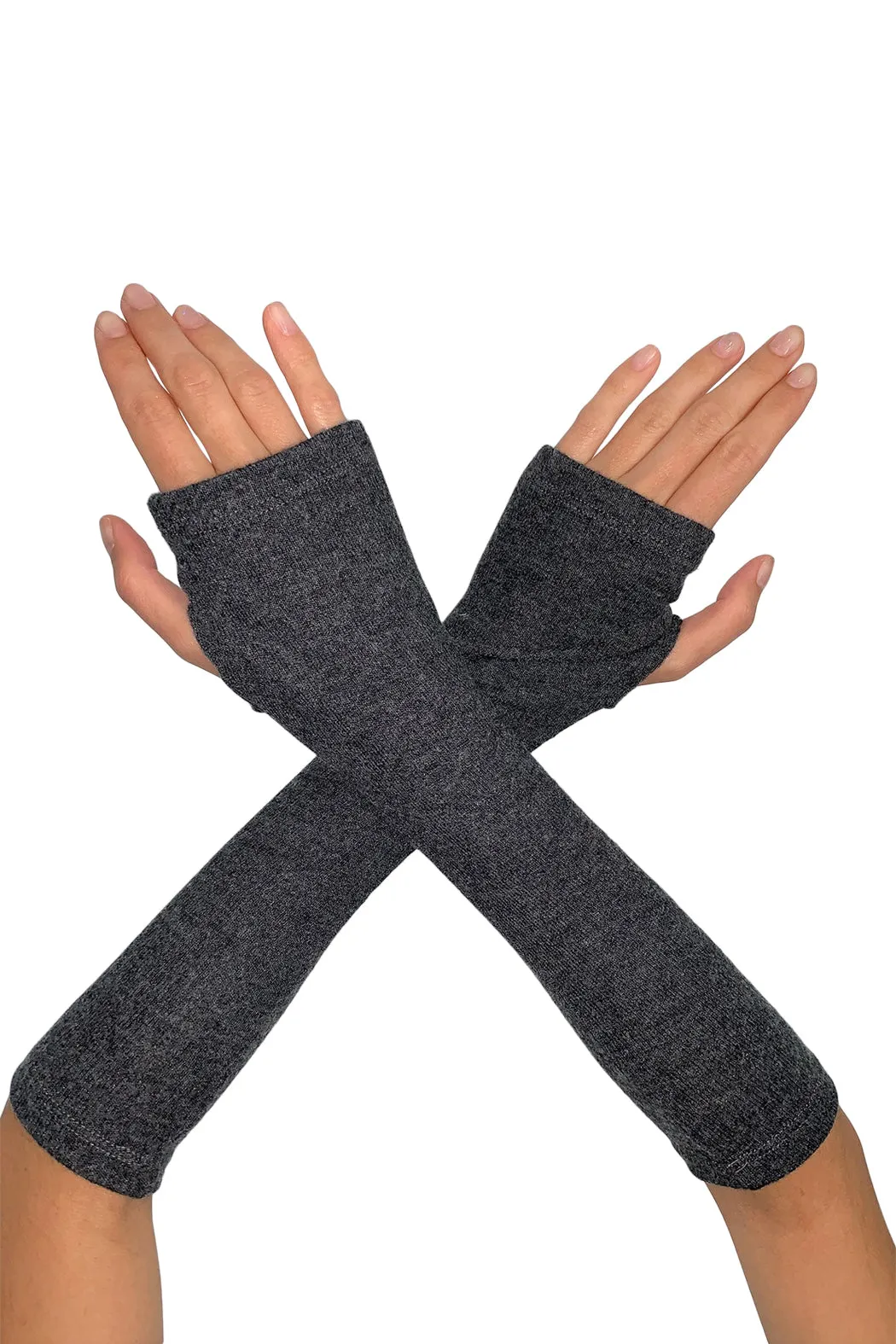 Long Fingerless Gloves in Single Layer Soft Jersey