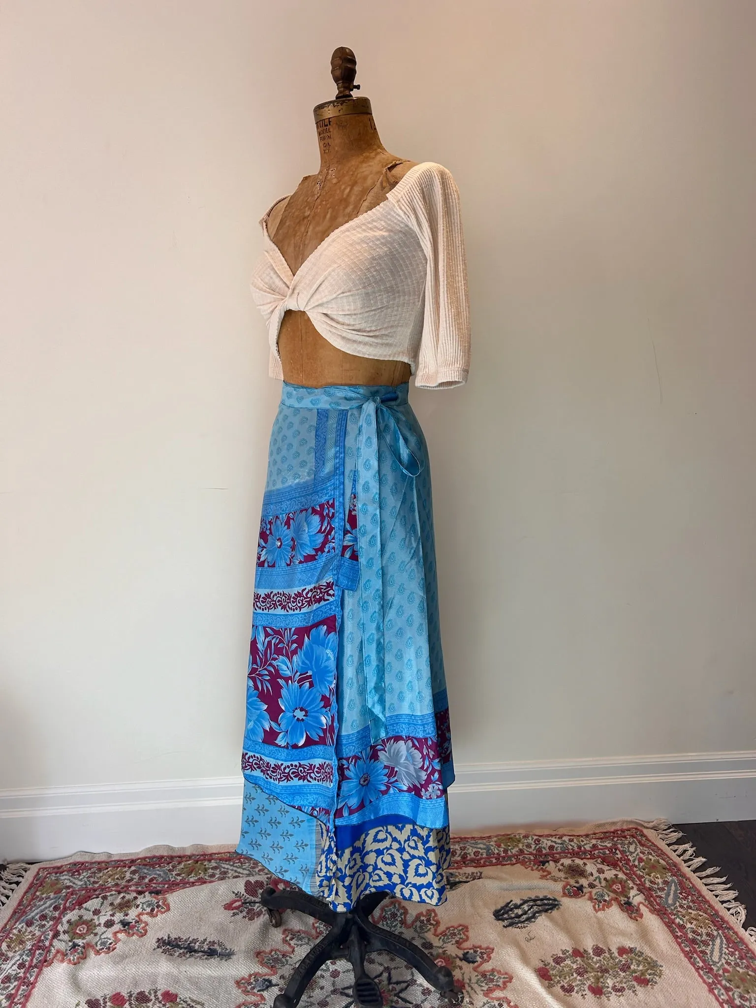 Long Multi Wear Reversible Skirt - Blue Maroon