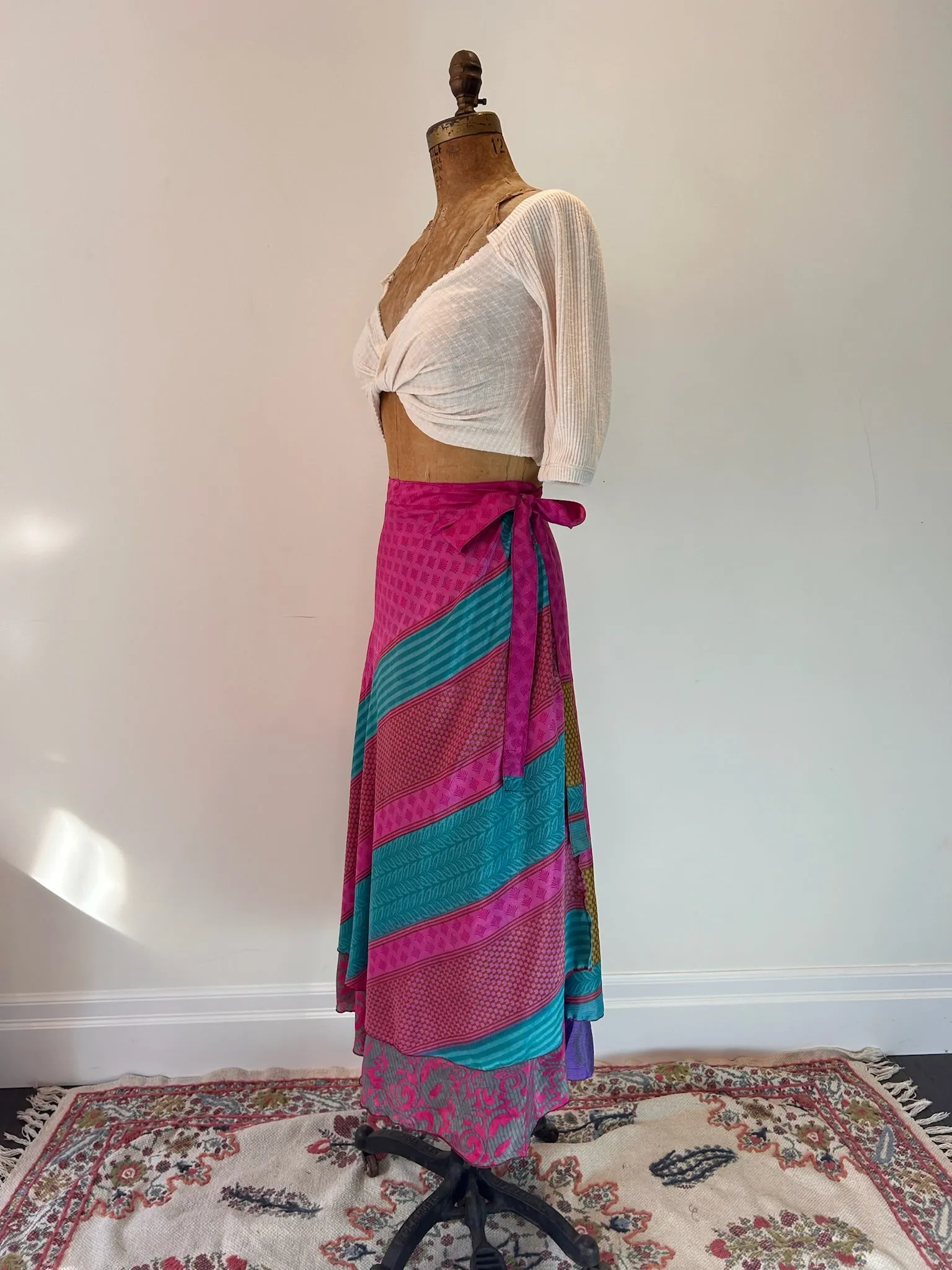 Long Multi Wear Reversible Skirt - Pink Teal