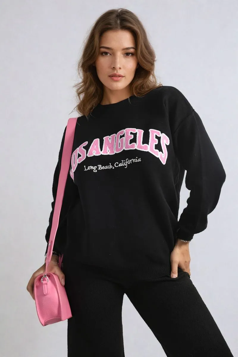 Los Angeles Graphic Long Sleeve Knitted Jumper