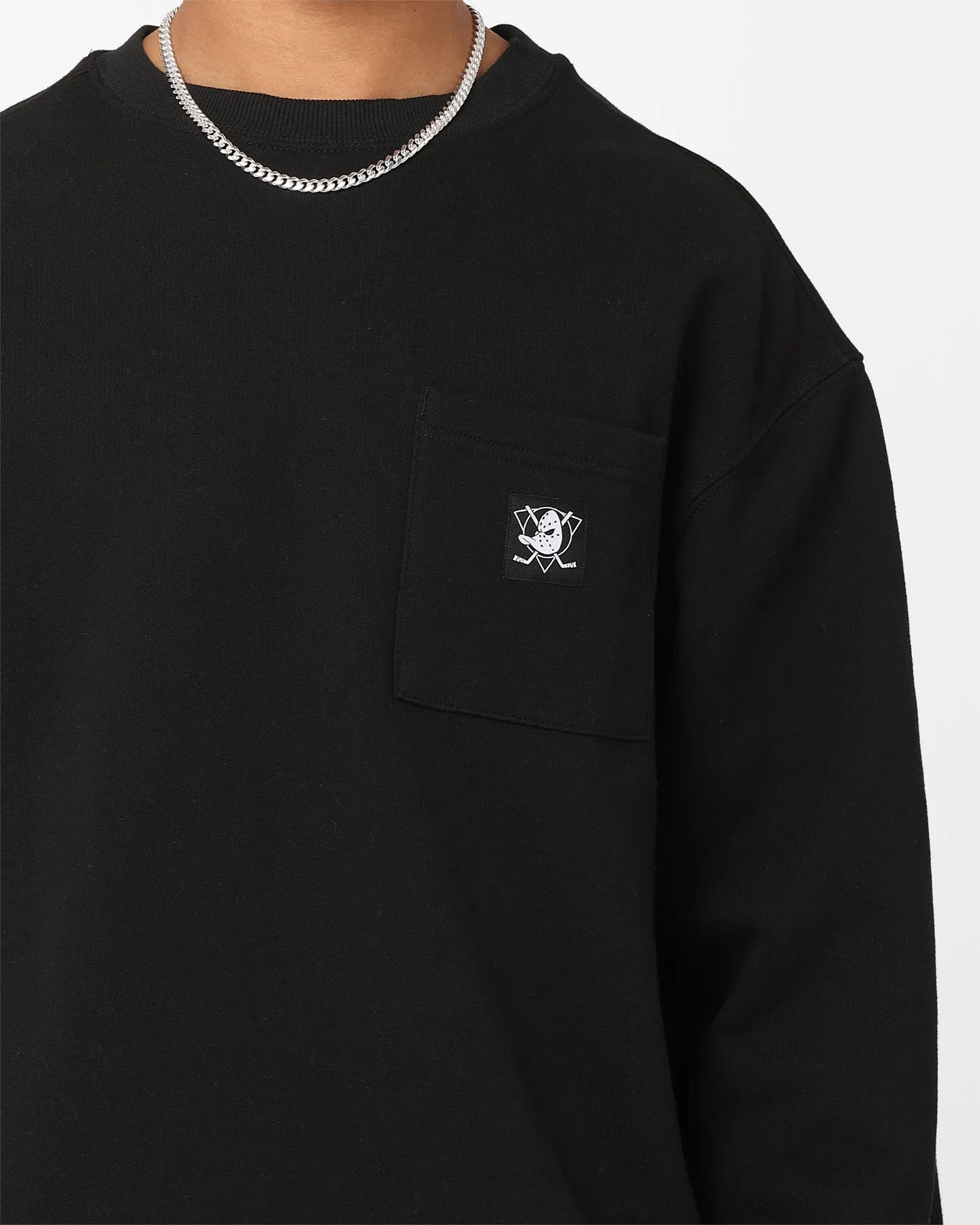 Majestic Athletic Anaheim Ducks Stat Pocket Crewneck Sweatshirt Black