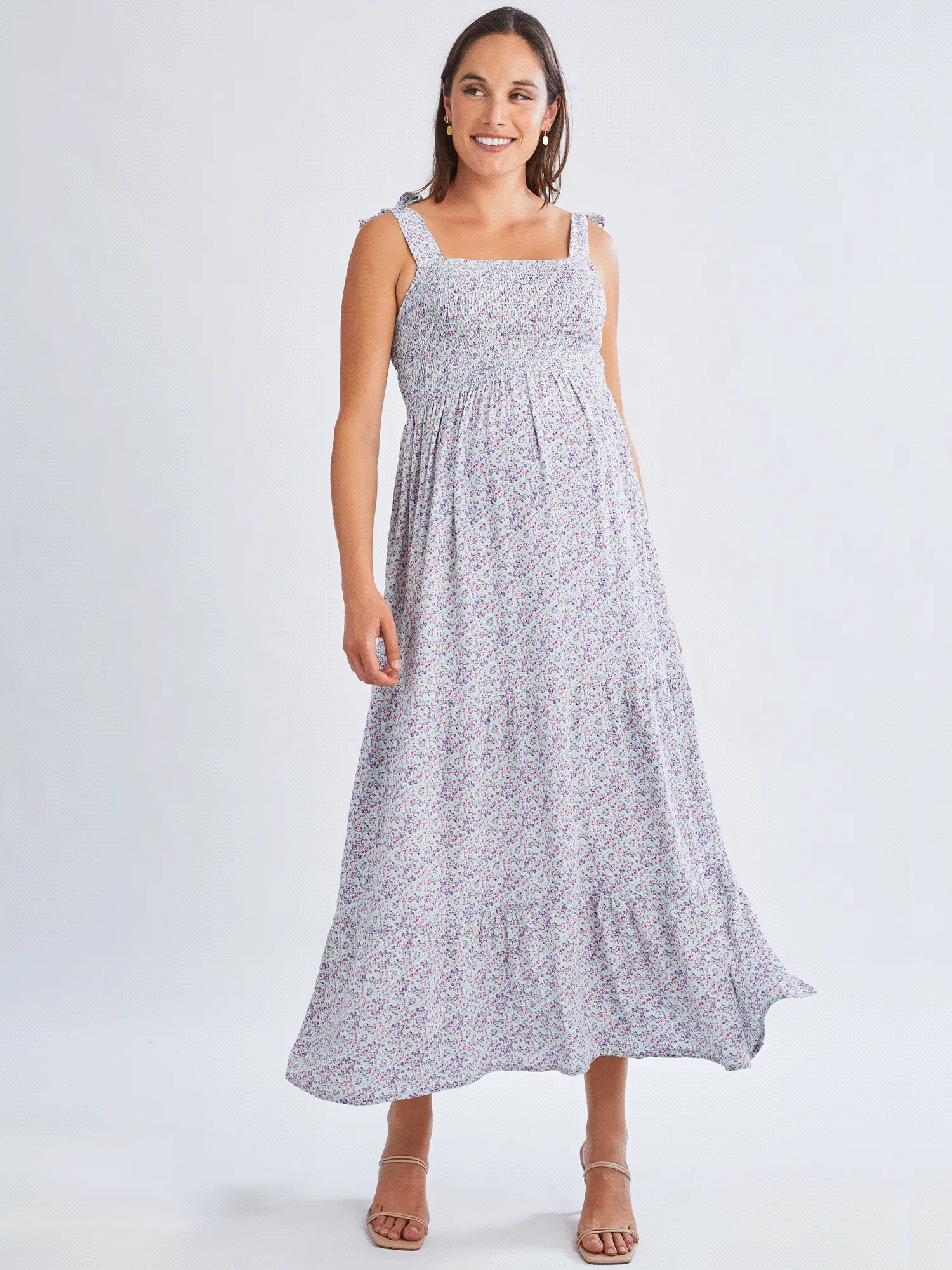 Maxi Liliana Maternity  Dress in Iris Print