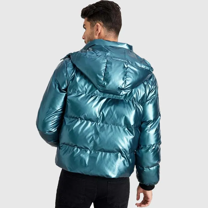 Men Fashion Best Winter Bubble Zipper Front Drawstring Hooded Puffer Coat