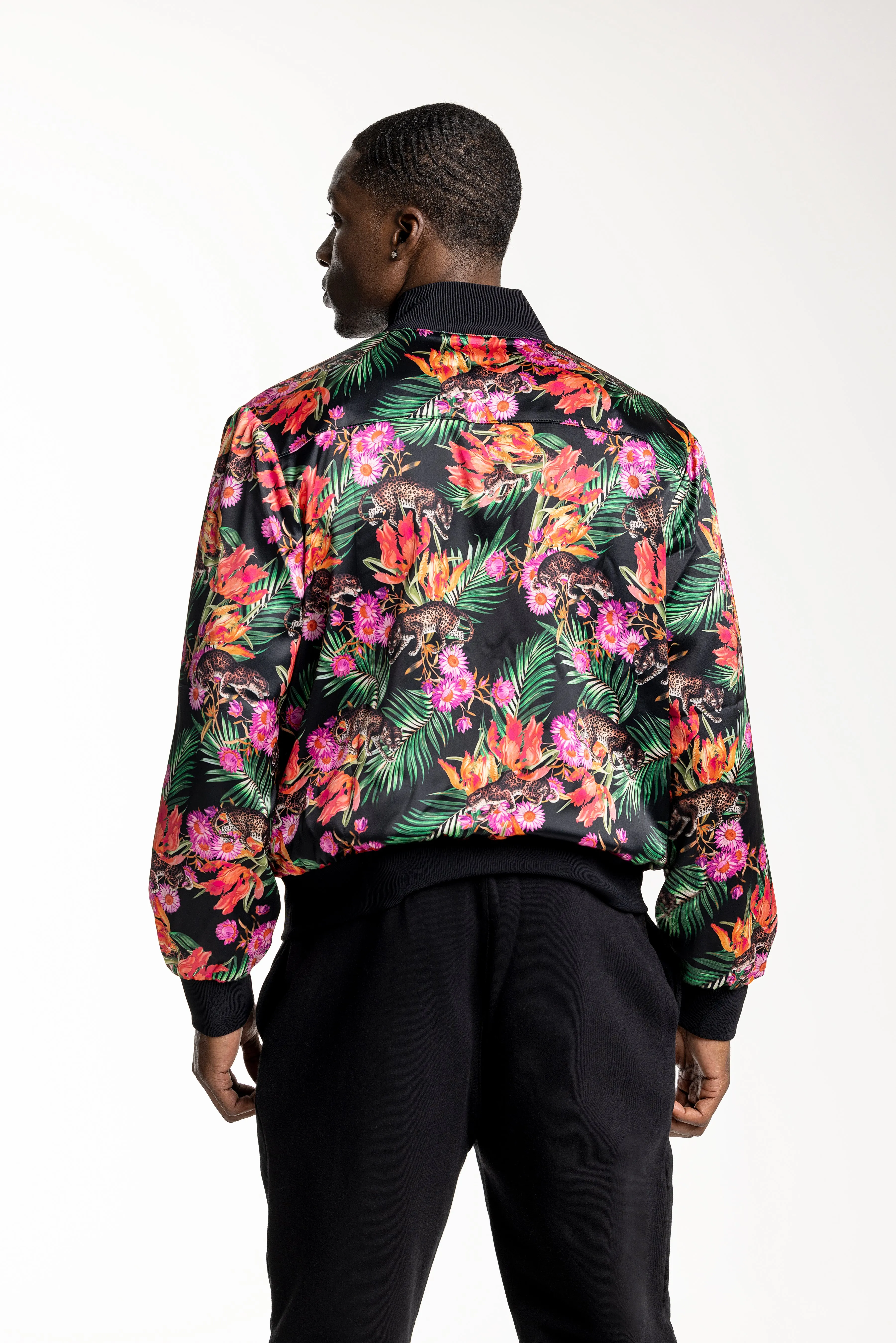 Men's Floral Print Zip Up Jacket