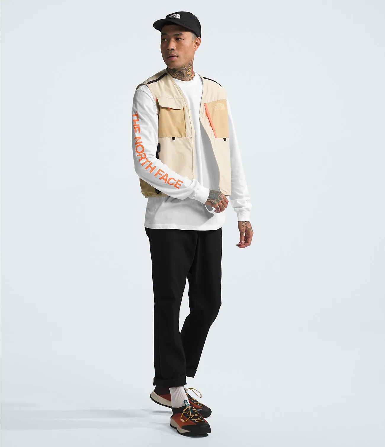 Men’s Long-Sleeve Sleeve Hit Graphic Tee - White/Vivid Flame