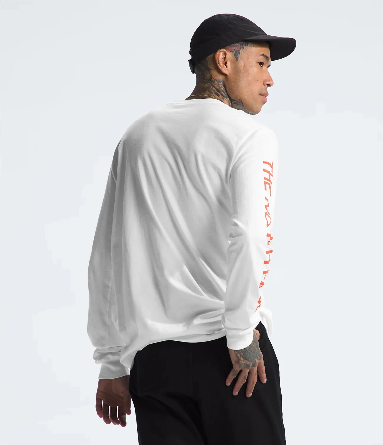 Men’s Long-Sleeve Sleeve Hit Graphic Tee - White/Vivid Flame