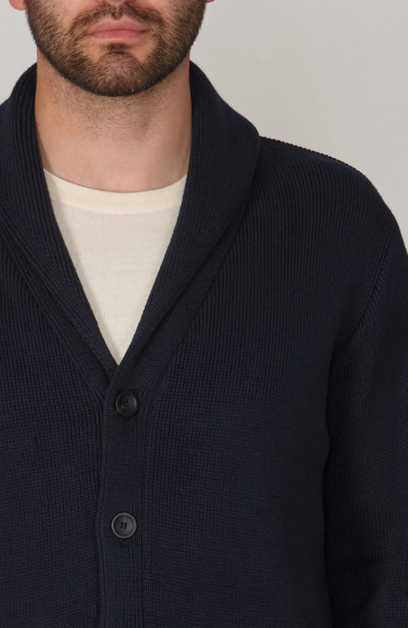 Mens Midweight Cotton Shawl Collar Cardigan