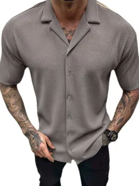 Men's new solid color short-sleeved shirt men's casual cardigan