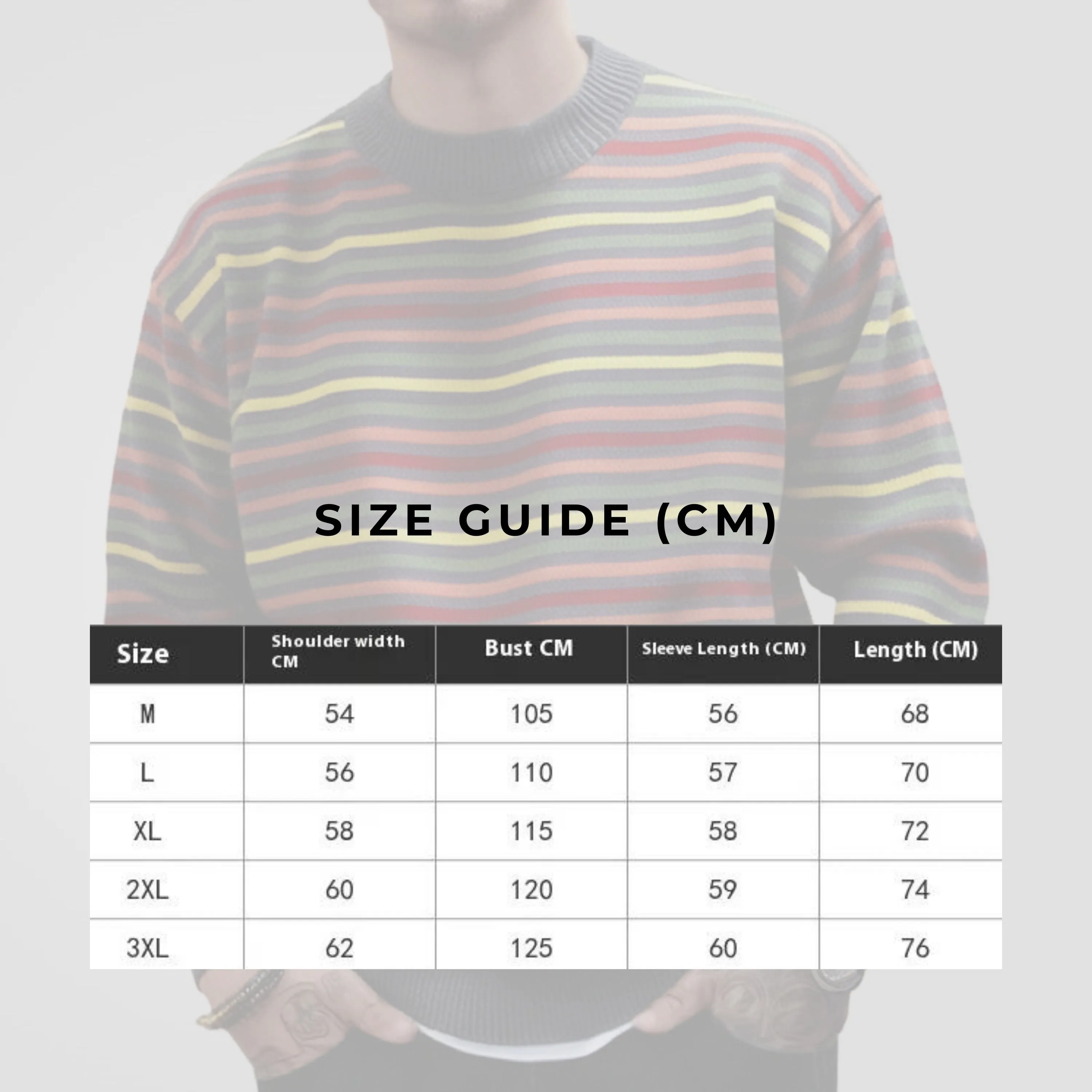 Men's Round Neck Thickened Retro Rainbow Jumper