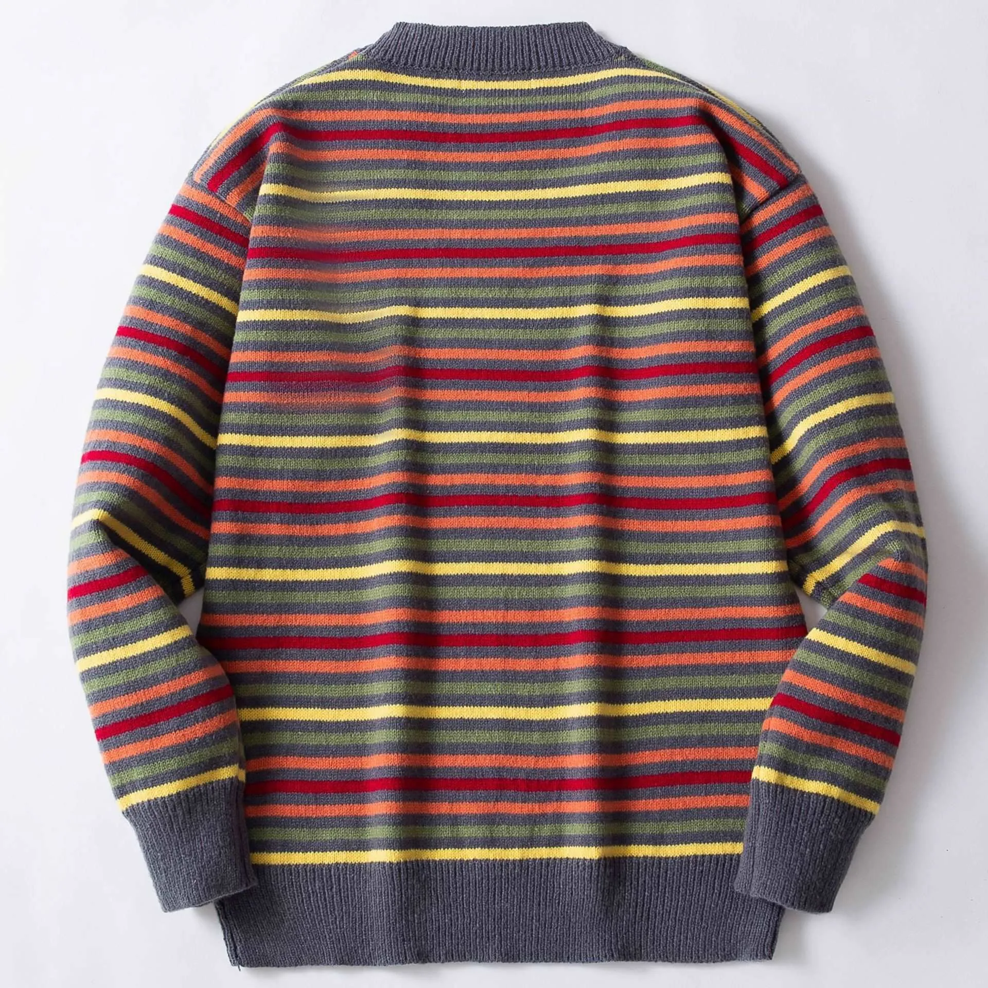 Men's Round Neck Thickened Retro Rainbow Jumper