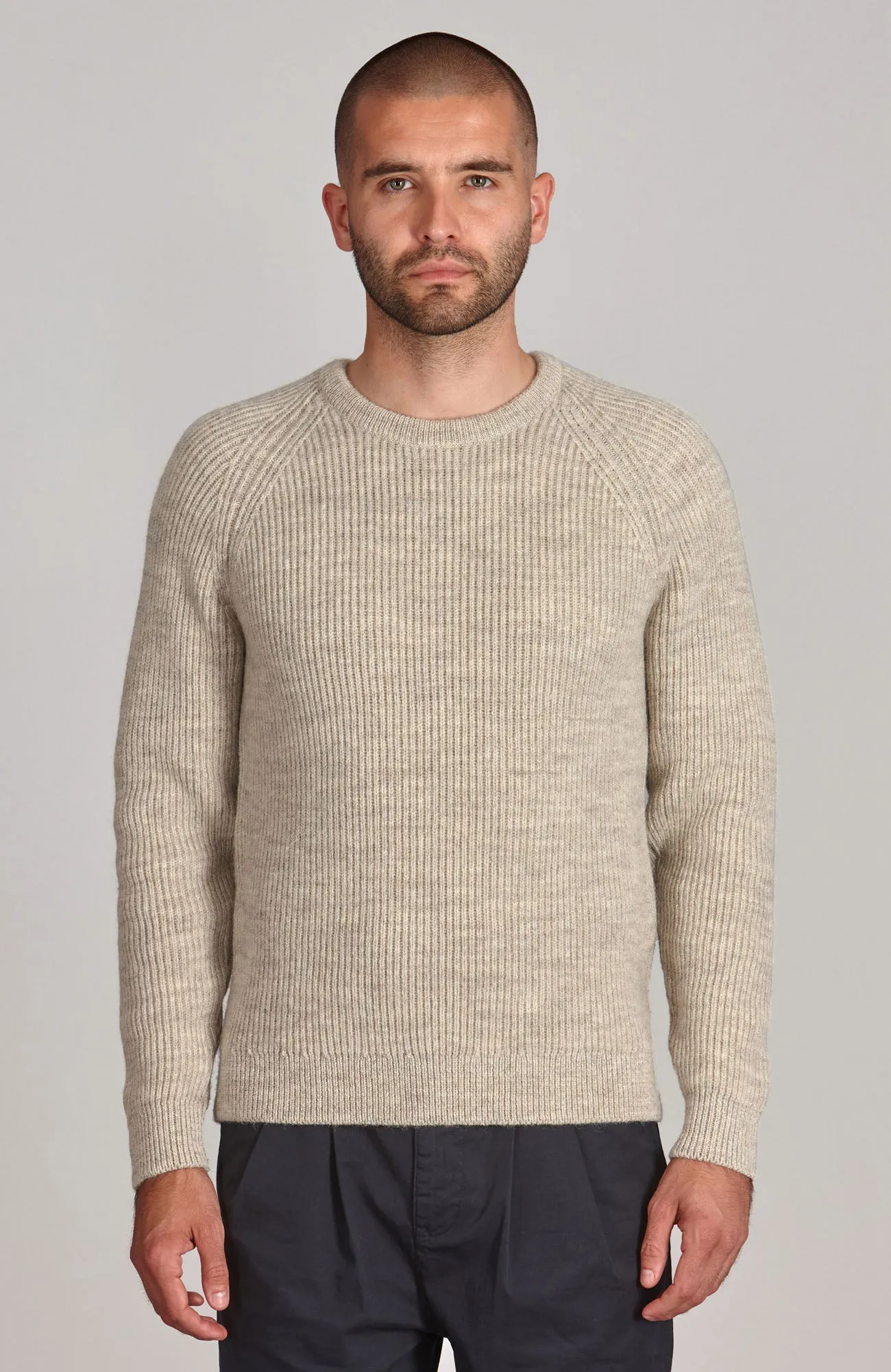 Mens Sheepsoft British Wool Fisherman Rib Knit Jumper