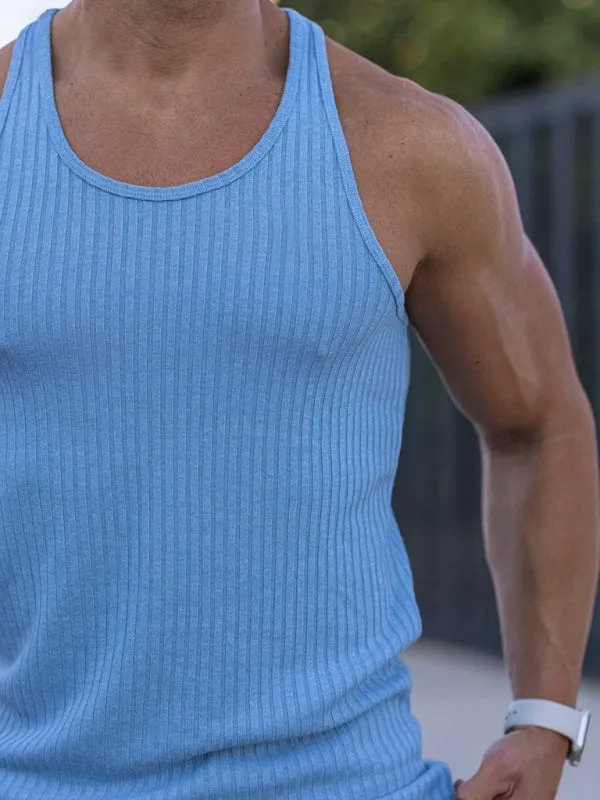 Men's Sporty Knit Vertical Stripes Tank Top