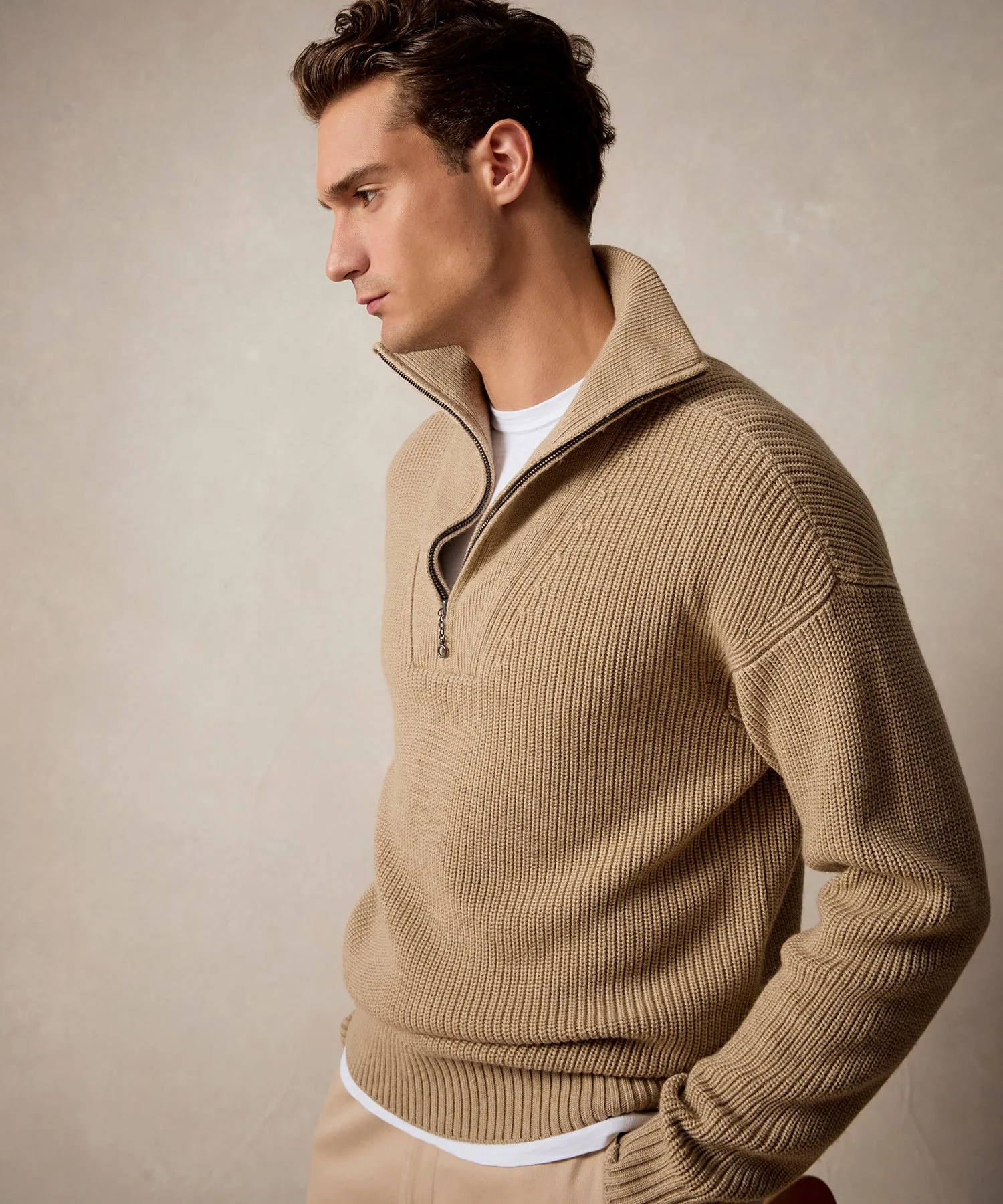 Merino Half-Zip Sweater in Baja Dunes