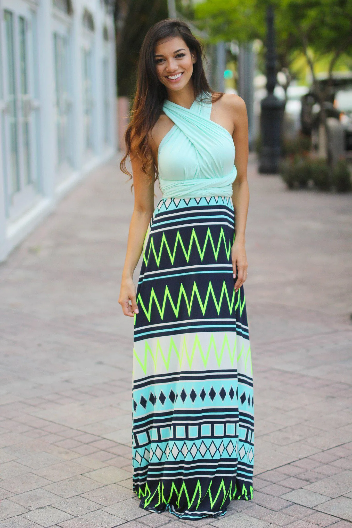 Mint Tie Back Maxi Dress