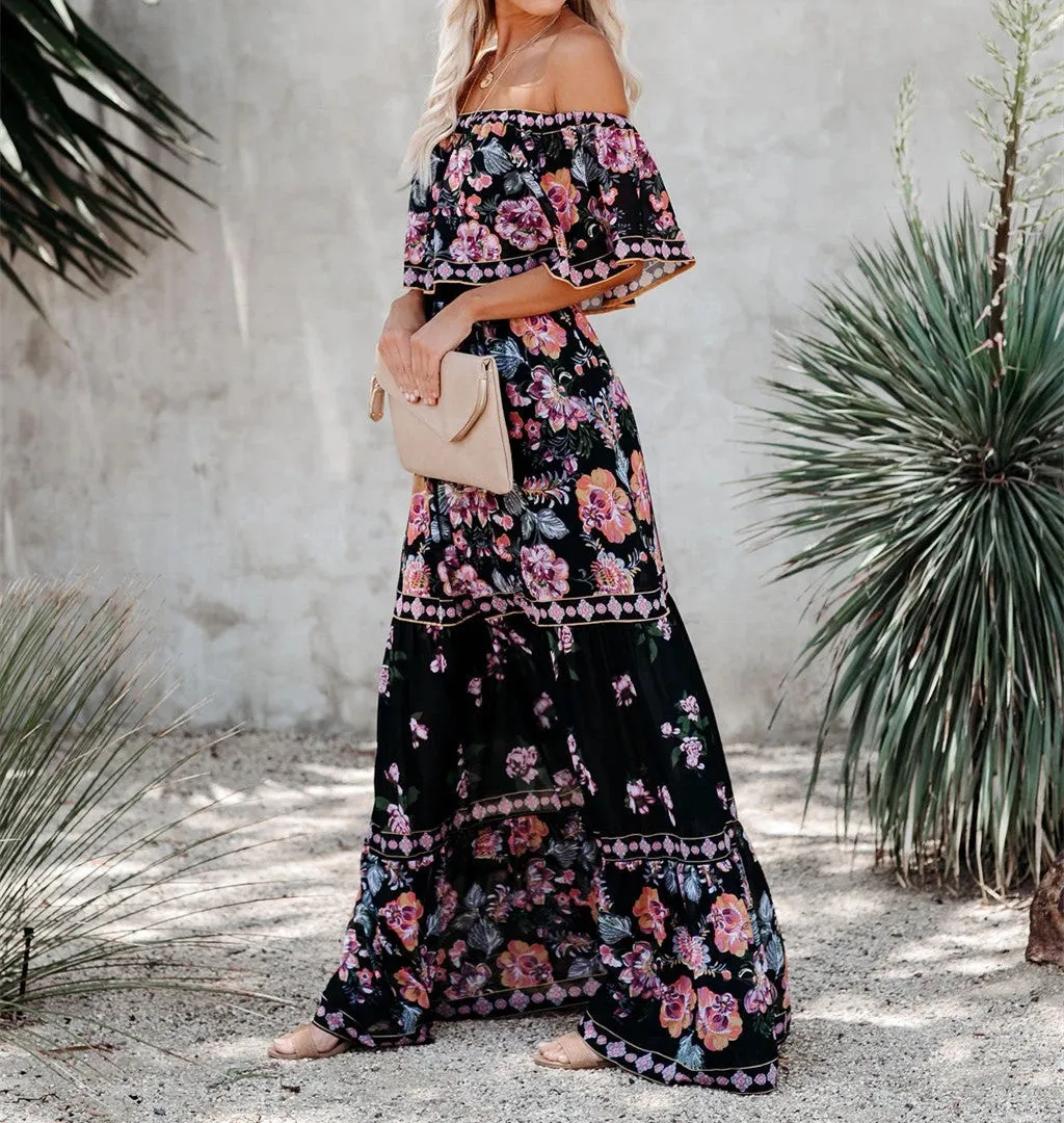 Montecito Floral Off The Shoulder Maxi Dress