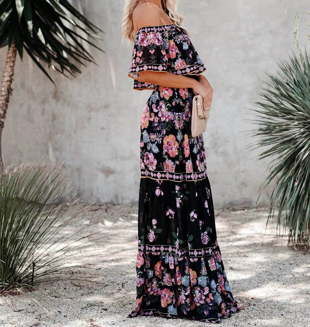 Montecito Floral Off The Shoulder Maxi Dress