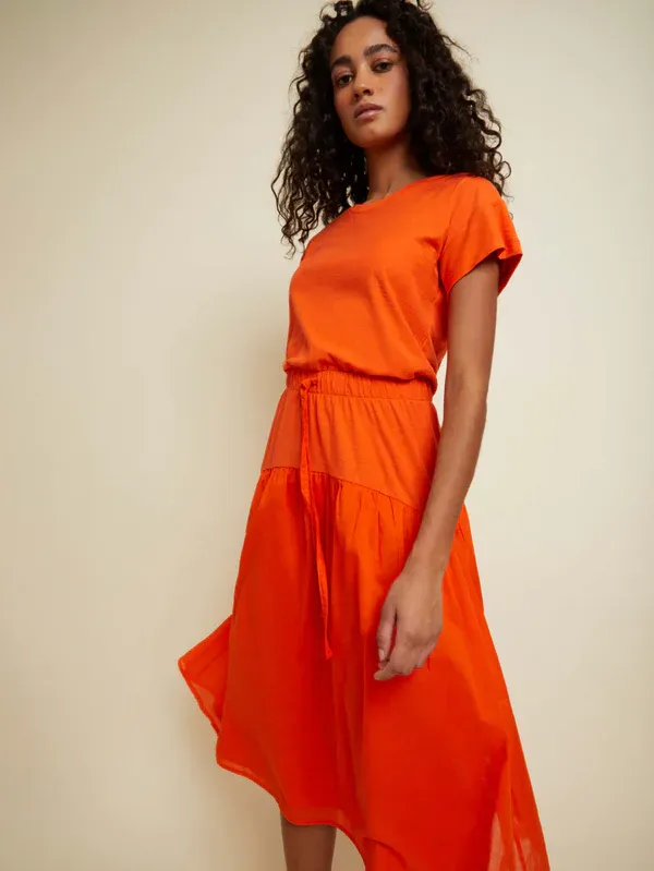 Nation LTD - Azalia Combo Shirt Dress in Carrot