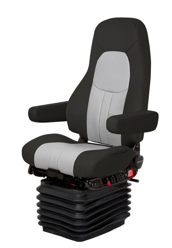 National Admiral CT in Black & Gray Genuine Leather with Heat, Cooling, Driver Swivel & Dual Arms - P/N 40149.356