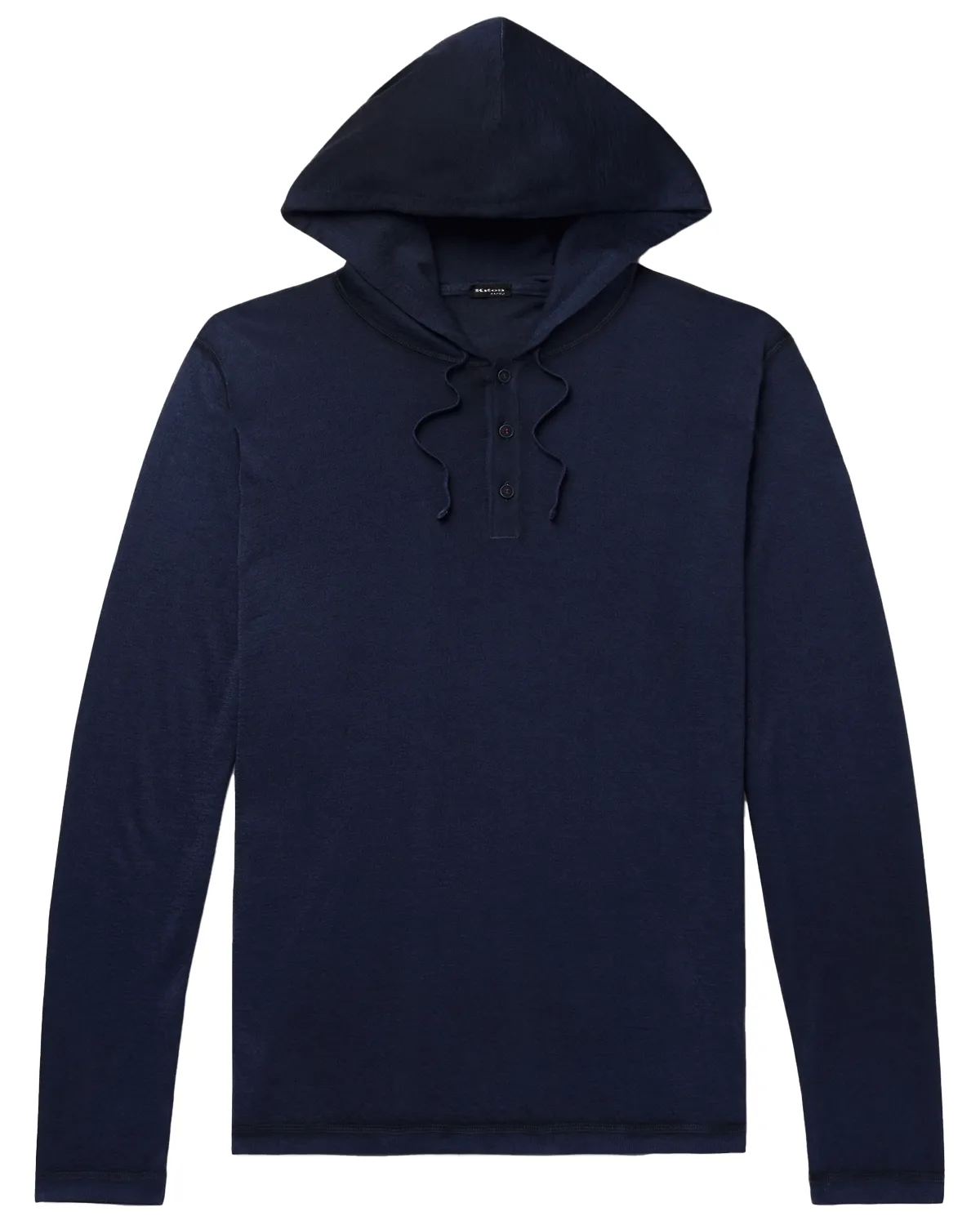 Navy Silk Three Button Hoodie