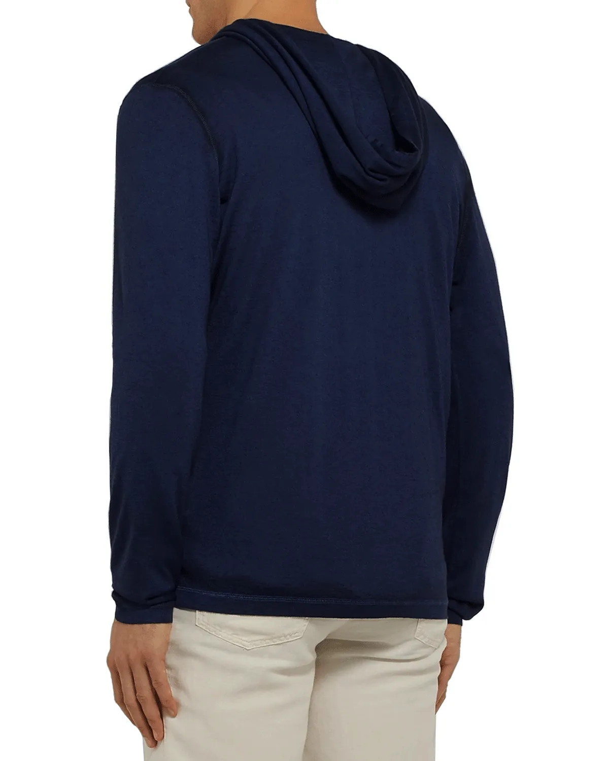 Navy Silk Three Button Hoodie