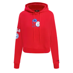 NBA PHILADELPHIA 76ERS CLASSIC WOMEN'S CROPPED PO HOODIE (RED)