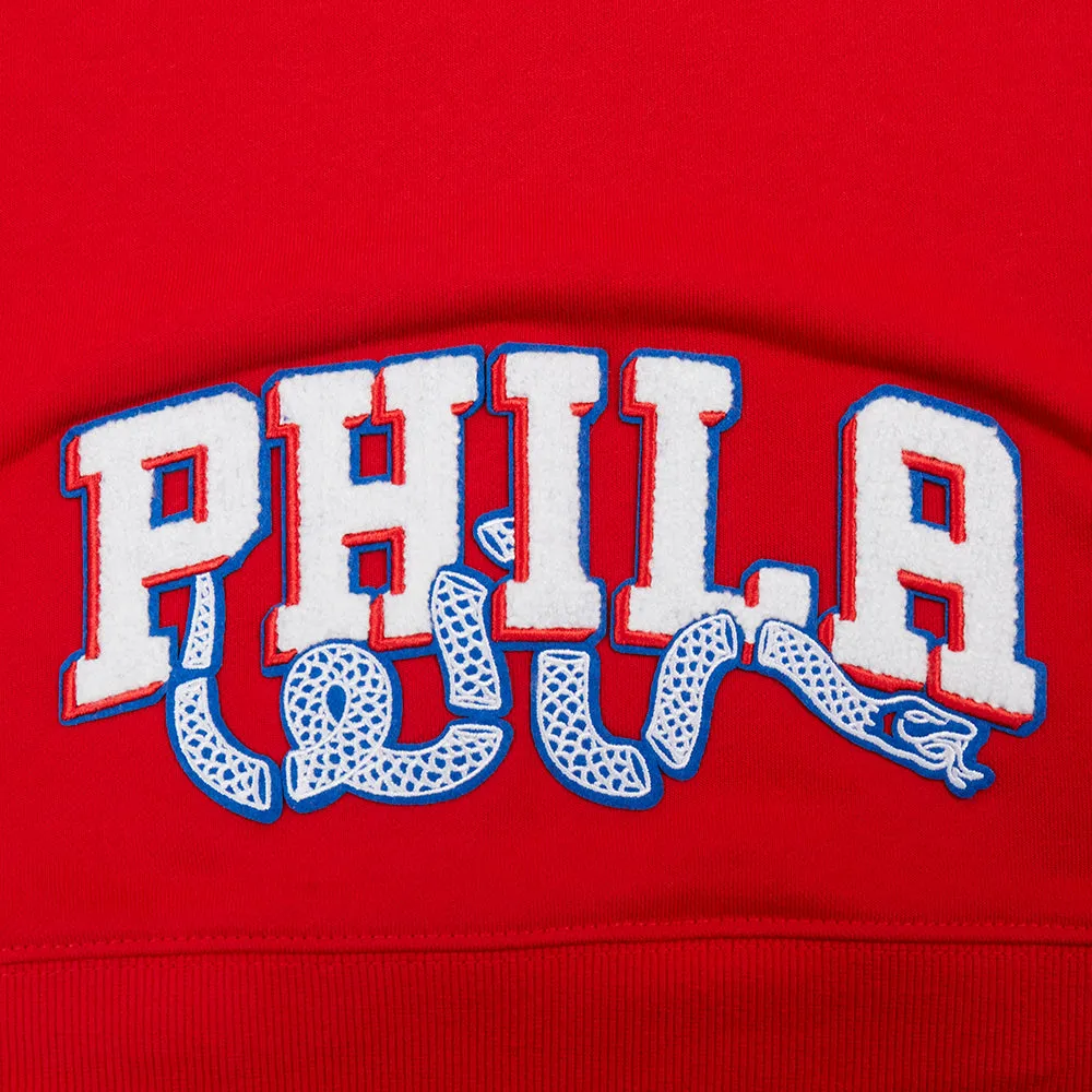 NBA PHILADELPHIA 76ERS CLASSIC WOMEN'S CROPPED PO HOODIE (RED)