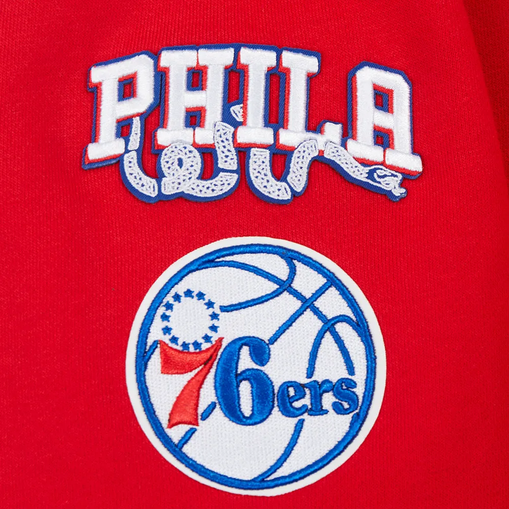 NBA PHILADELPHIA 76ERS CLASSIC WOMEN'S CROPPED PO HOODIE (RED)