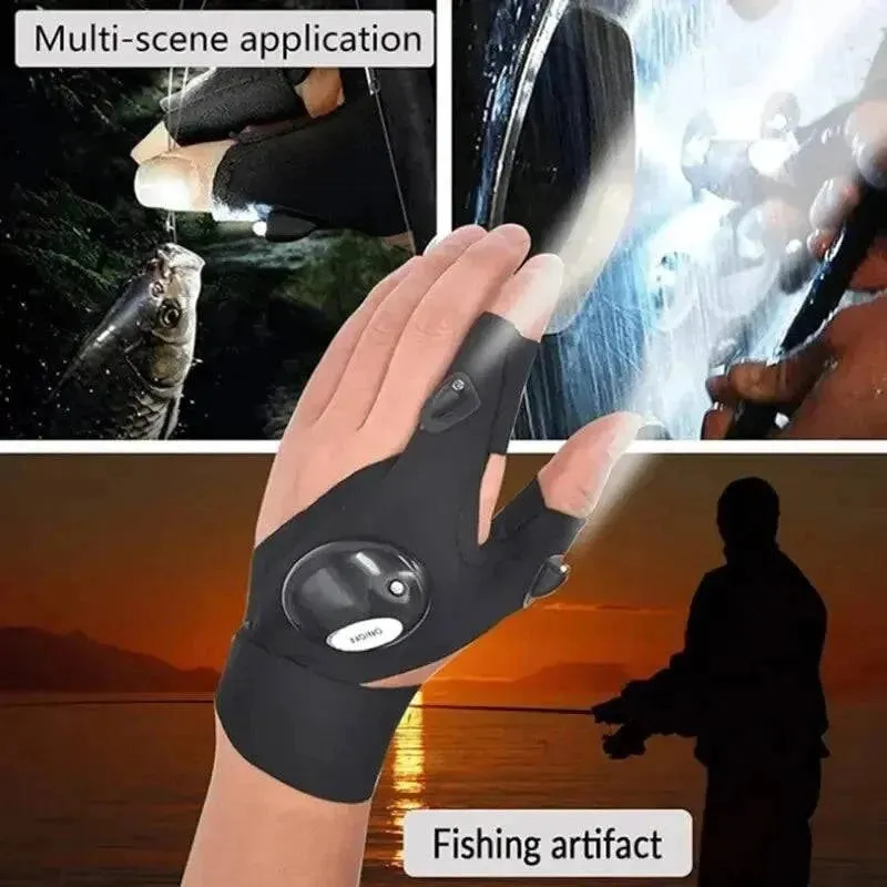 Night Light Fingerless Glove Waterproof Led Fishing Gloves Camping Hiking Survival Rescue Multi Light Tool Outdoor Tool